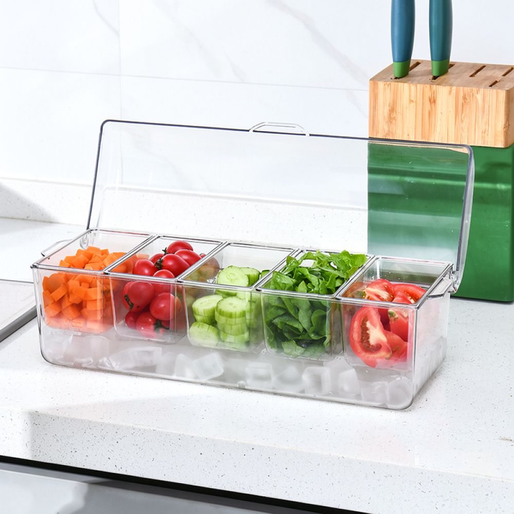 Food Storage With Dividers - Przenośny pojemnik na sałatkę z przegródkami,