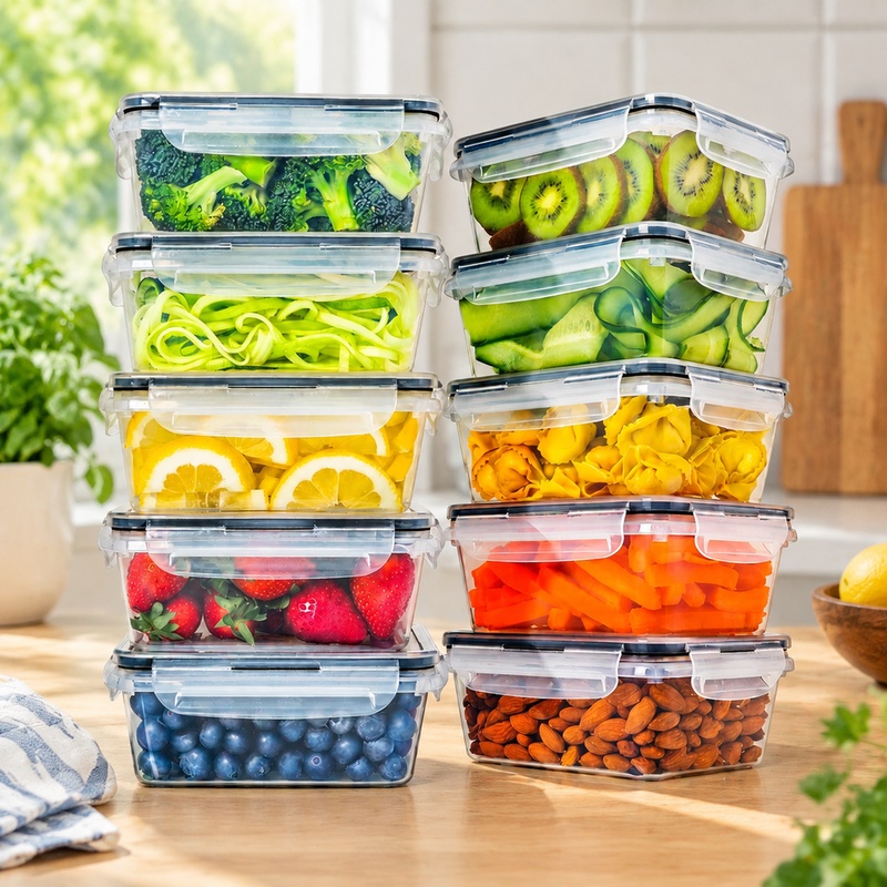 Food Storage Labels - Zestaw 10 pojemników do przechowywania żywności,